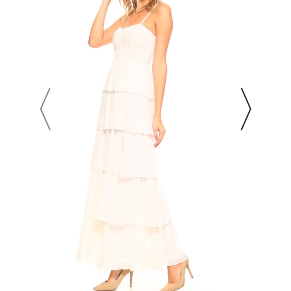 White Ruffle Maxi Dress - Picture 2 of 5